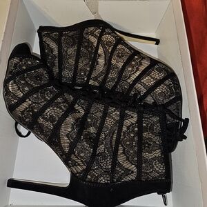 JustFab Black Lace Ankle Booties